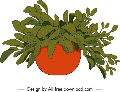 decorative houseplant icon classic handdrawn design