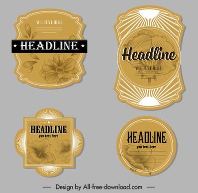 decorative label templates elegant handdrawn floras sketch