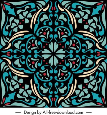 decorative pattern template colorful flat symmetric vintage shape