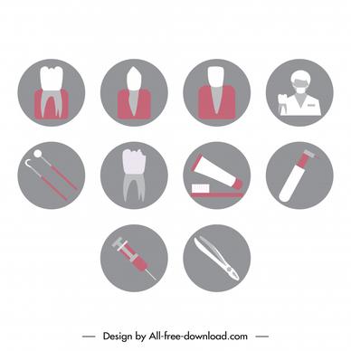 dental icon sets circle isolation flat symbols outline 