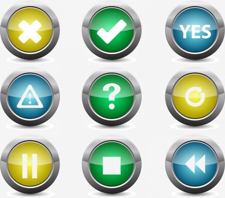 digital buttons collection various shiny rounded shapes
