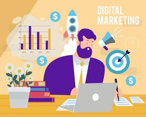 digital marketing background businessman workplace business design elements