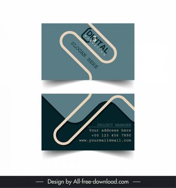digital marketing business card template elegant flat lines layout