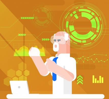 digital technology background scientist touch screen icons decor