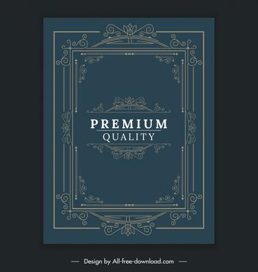document cover template dark elegant symmetric vintage frames  