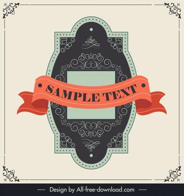 documents design elements 3d ribbon retro label symmetry