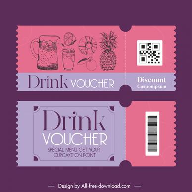 drink voucher template flat dark handdrawn retro 