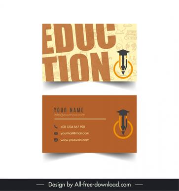 education business card template elegant flat texts objects