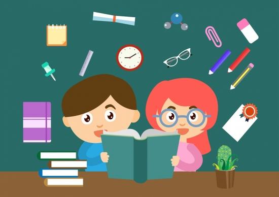 education design elements colored human learning tools decoration