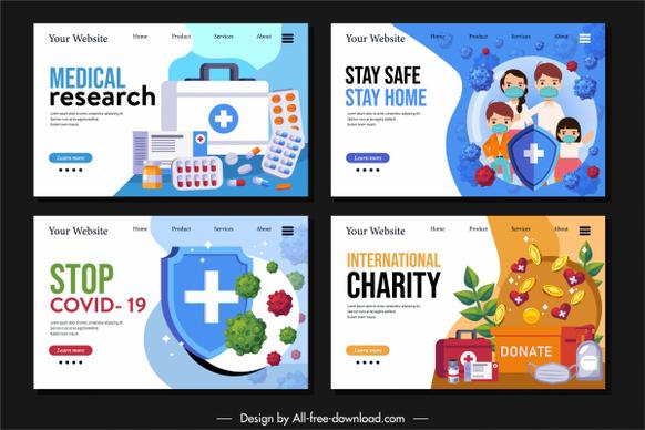 epidemic fighting webpage templates medical elements decor