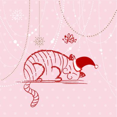 fairy and sleeping cat hand draw background