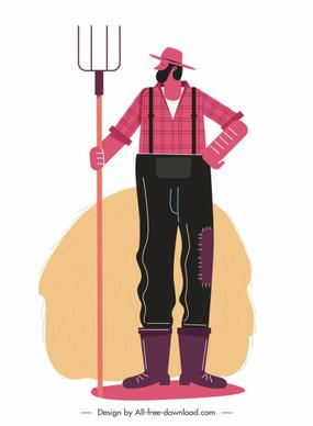 farmer icon colored flat sketch cartoon character
