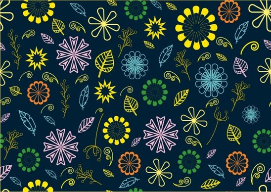 floral seamless pattern various colorful flowers dark backdrop