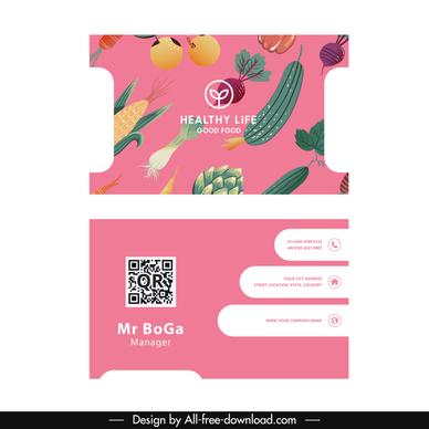 food business card templates flat elegant vegetables