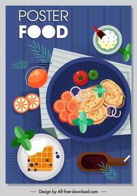 food poster template colorful classic flat ingredients sketch