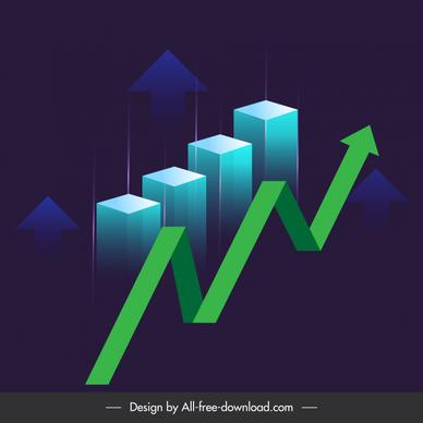 forex trading backdrop 3d column arrow line charts sketch