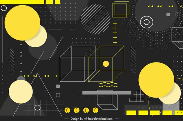 geometric background dark design flat 3d elements sketch