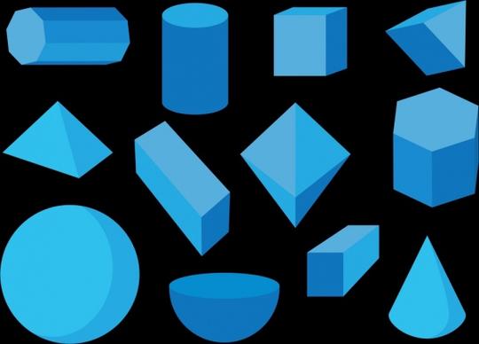 geometric objects collection 3d blue design