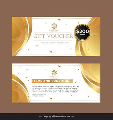 gold voucher template luxury curves confetti