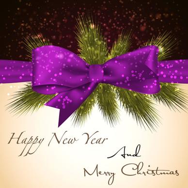 greeting card background with purple ribbon