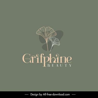grifphine beauty logotype flat classical handdrawn leaf sketch