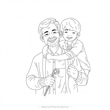 happy fathers day design elements handdrawn sketch
