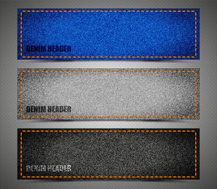 header templates sets with fabric and stitch background
