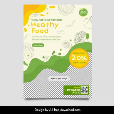 heathy flyer template elegant checkered handdrawn food elements