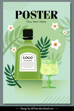 herbal beverage advertising poster flower leaf decor