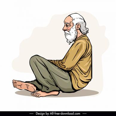homeless person design elements handdrawn sitting man