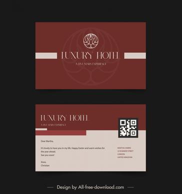 hotel business card template elegant flat plain circle shape