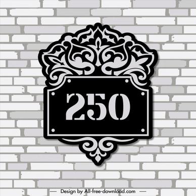 house address number template symmetric curves frame 