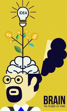 idea concept background male lightbulb coins tree icons