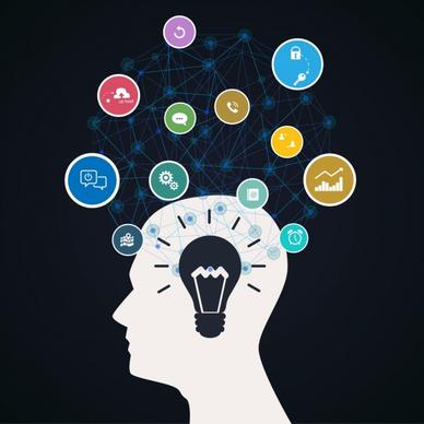 idea concept white silhouette human head dots connection