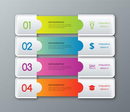 infographic vector design with 3d leather tabs illustration