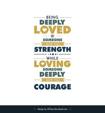 inspirational love quotes poster template classical symmetric texts layout ribbon heart decor flat design 