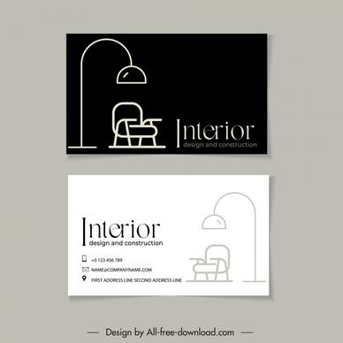 interior architect business card templates contrast flat handdrawn