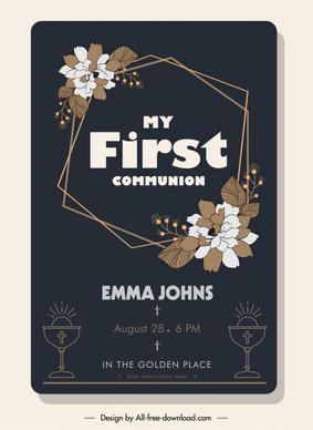 invitation christianity poster template elegant dark floral frame decor