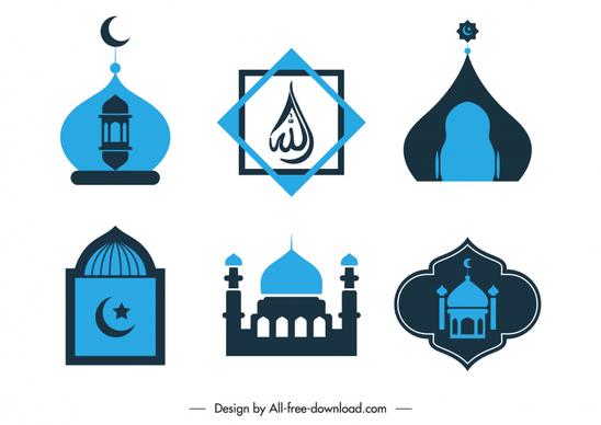 islam symbol logotypes flat classical shapes sketch
