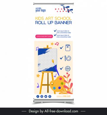 kids art school roll up banner template dynamic education elements
