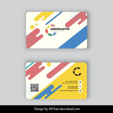 kindergarten business card template flat dynamic geometric decor 