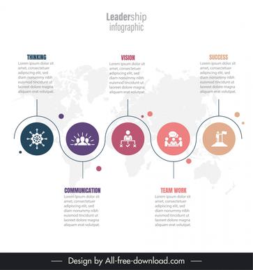 leadership infographic template flat curves circle ui 