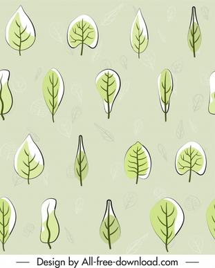 leaf pattern colored retro flat handdrawn design
