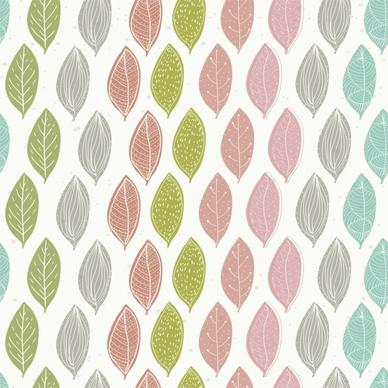leaves background multicolored icons repeating design