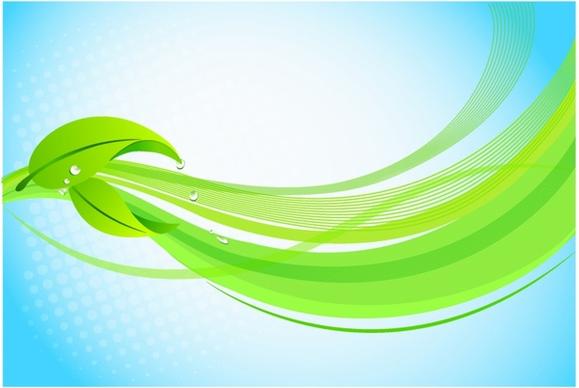 Leaves with Graphic Wave Background