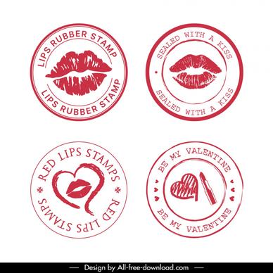 lips stamp templates handdrawn classic circle shapes