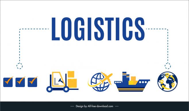 logistics transportation banner template flat vehicles symbols sketch
