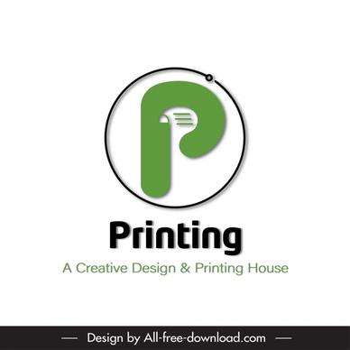 logo printing house template flat modern circle isolated texts outline 