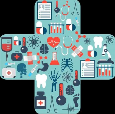 medical design elements cross bandage layout flat symbols
