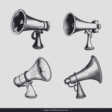 megaphone design elements collection retro handdrawn